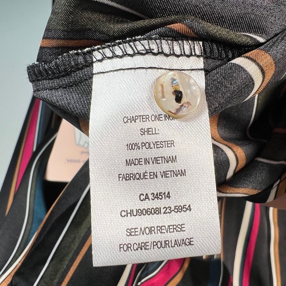 NWT HAVER LONDON Satin Striped V neck Button Up LS Shirt WEAR UNTIED/TIED XS - Picture 16 of 16